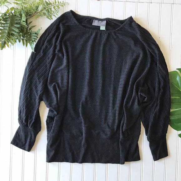 Anthropologie Saturday Sunday black batwing ribbed top - Picture 2 of 11